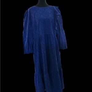 New Nordstrom Royal Blue Floral Eyelet Dress